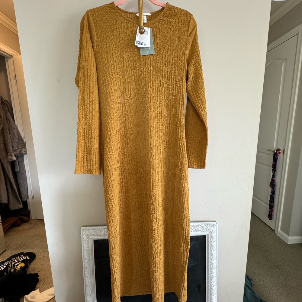 H&M Yellow Long Sleeve Sheath Dress